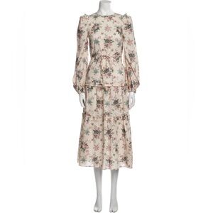 Anna Mason Christy Tie Detail Cotton Poplin Floral Tiered Dress Ruffled Printed